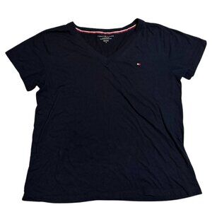 Tommy Hilfiger Women’s Black V-neck Short Sleeve Shirt - Size M